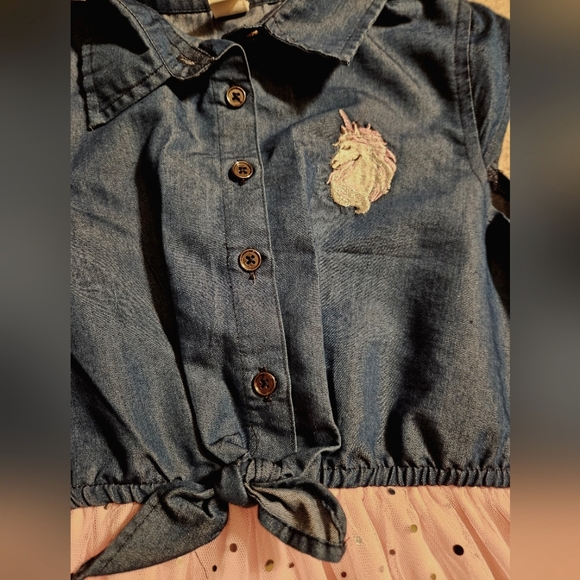 NWOT | Girls Unicorn Denim & Tulle Dress | 6X | Back to School 🎒 - Picture 5 of 10